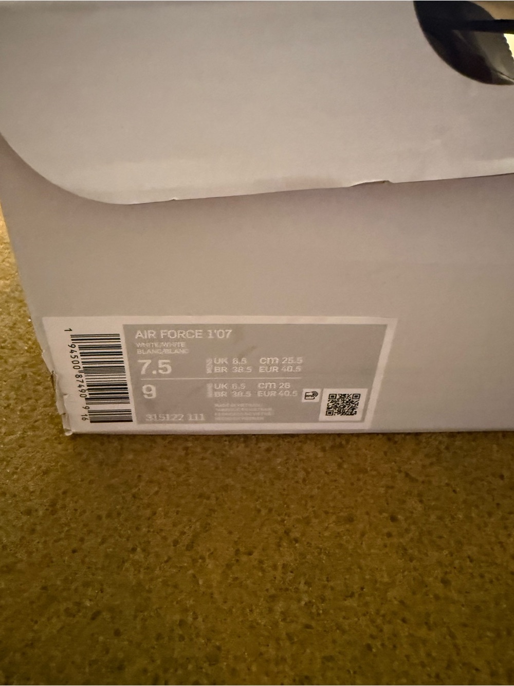 Nike White Shoe Box with Label